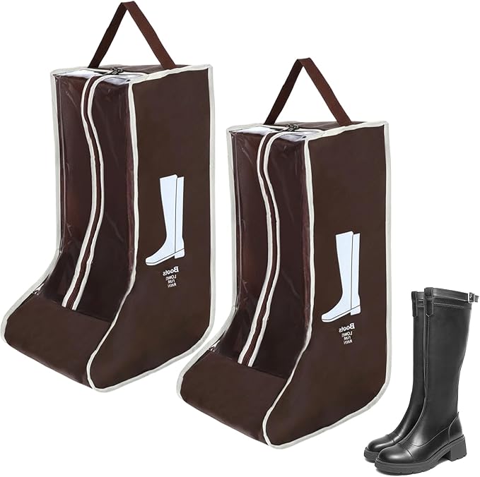 2 Pack Boot Storage Bag, Tall Boots Storage/Protector Bag, Portable Dust Proof Boot Bags for Cowboy Boots, Shoe Cover Protector Carry Bags with Handle for Organizer Packing Travel and Daily Use
