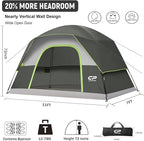 CAMPROS CP Camping Tent 2/4/6 Person, Waterproof Windproof Double Layer Dome Tent, Easy Setup with Large Mesh Windows & Wide Door for Outdoor Camping Backyard