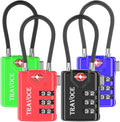 TRAVOCE TSA Approved Luggage Locks - Heavy Duty 3 Digit Combination Cable Lock, Search Alert for Suitcases, Backpacks, Golf Bags, Tents, Violin and Camera Cases (4 Colors)