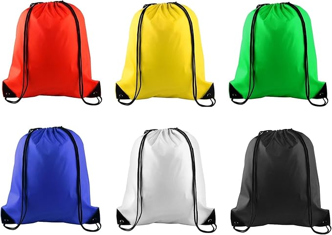 PLULON 6 Pcs Drawstring Bags Bulk Drawstring Backpack String Backpack Cinch Sack Sport Gym Backpack Bags for Yoga Traveling Outdoor Sports (mixed colors)
