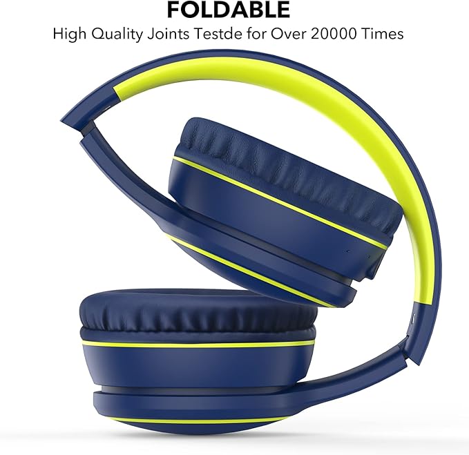 B10 Wireless Bluetooth Over-Ear Headphones, Lightweight Folding Stereo Bass Headset with Mic, 50H Playtime, Volume Control, Bluetooth 5.3 Headphones for iPad/Travel/Tablet/PC (Blue)