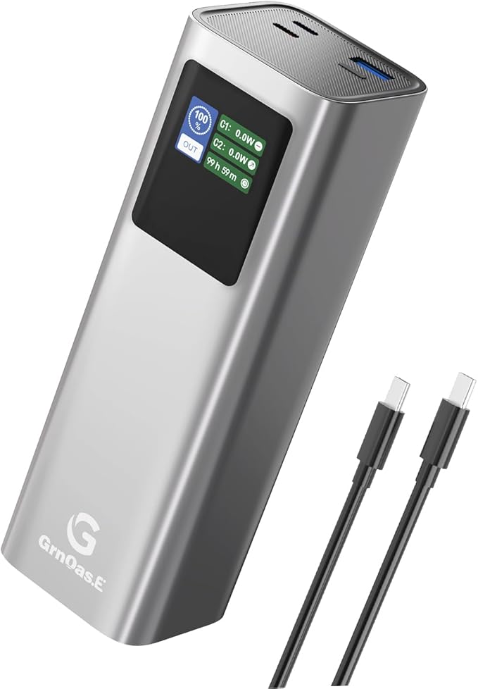27000mAh Power Bank, 140W Laptop Portable Charger with PD 3.1 Fast Charging, Smart Sisplay, 99Wh Battery Bank for MacBook Pro/Air, iPad Pro, iPhone17/16 Series, Samsung and More(Silver Gray)