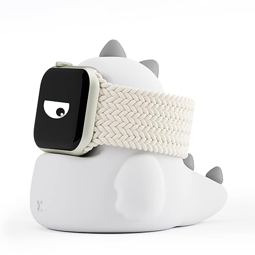 ELETIUO Charger Stand Compatible with Apple Watch Series Ultra2/Ultra/10/9/8/SE2/7/6/SE/5/4/3/2/1 (49/46/45/44/42/41/40/38mm),Dinosaur iWatch Charging Dock,Supports Nightstand Mode,White