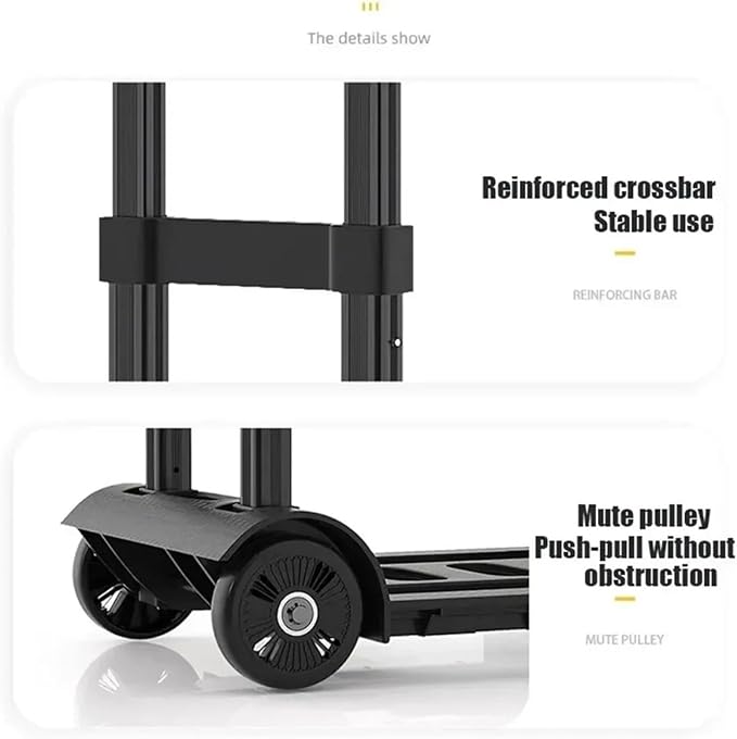 Portable Lightweight Hand Truck for Luggage Adjustable Utility Cart 4Wheel Aluminum Folding Shopping Trolley Stair Climber Outdoor Express Cart for Suitcases & Storage