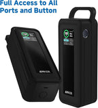 Protective Silicone Case for Anker Prime Power Bank 27,650mAh 250W - Portable with Handle & Hook Loop Strap, Anti-Slip & Shockproof Design (Black)