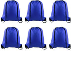 PLULON 6 Pcs Drawstring Bags Bulk Blue Drawstring Backpack String Backpack Cinch Sack Sport Gym Backpack Bags for Yoga Traveling Outdoor Sports