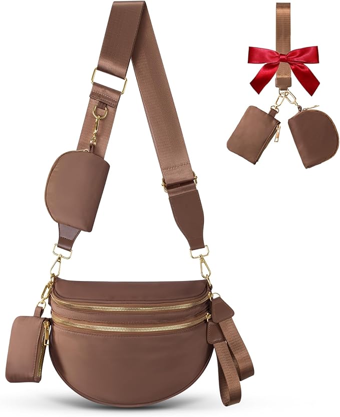 Cross Body Bag for Women Bum Bag Checkered Belt Bags Fanny Packs for Girls Travel Purse Fashion Waist Packs Crossbody Nylon Purse Trendy Shoulder Bags for Womens