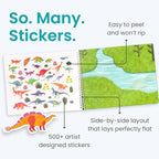 Cupkin Dinosaur Sticker Book Activity for Kids, Toddler Airplane Travel Essentials, 500+ Dino Stickers for Kids + 12 Scenes + 12 Coloring Book Pages, Dinosaur Lover Gift, Crafts for Ages 2–8 Years