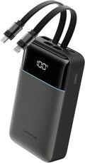 CUKTECH 20,000mAh Power Bank, Built-in USB-C & MFi Lightning Cables, 40W Fast Charging Portable Charger, 4-Port Output External Battery Pack for iPhone 17/16/15/14/13/12 Pro Max, iPad, Samsung S26