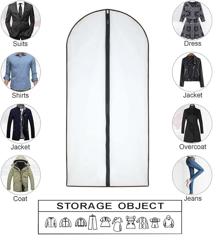 Dress Bags for Hanging Clothes12 PCS Transparent Waterproof Dustproof Bags for Wardrobe Storage Coat Covers for Closet Full Zipper Garment Bags for Long Dress Costumes Gowns Coats 24''x60''