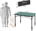 Join Nature Portable Outdoor Adjustable Height Camping Table, Large for 2-6 Person, Foldable Roll-up Aluminum Camp Table with Carry Bag for Picnic, Camp, Sturdy, Stable, Loads 220 Lbs (Green)
