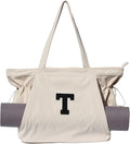 ESVAN Corduroy Yoga Tote Bag Gifts for Women Drawstring Yoga Mat Bag for Office Workout Travel Carryall Pilates Gym