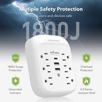BN-LINK Surge Protector USB Wall 6 Outlet Extender with 3 USB Ports (USB C), Multi Plug Outlet Expander, Electrical Splitter for School, Travel, Office, Home, ETL Listed