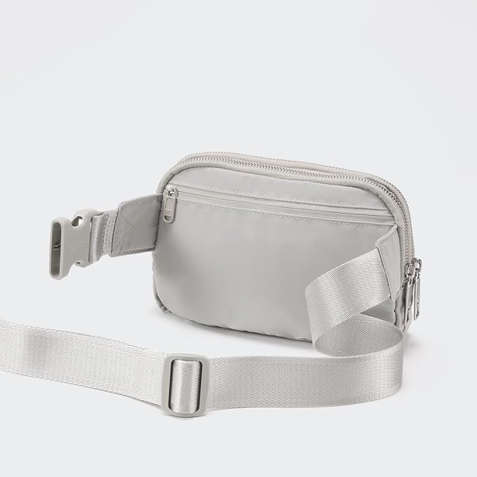 Pander Everywhere Belt Bag for Women, 5 Zipper Pockets Nylon Crossbody Fanny Pack Purse (Seal Grey)