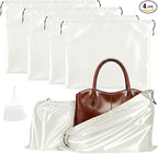 Q&J Fabric Co. 4 Pack Satin Dust Bag 15.7x19.7 inch + 19.7x23.6 inch Beige 100% Polyester Silk Bag Purse Dust Bag Shoe Bags for Closet Purse Protector Bag Dust Covers for Purses