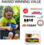 Small Snack Containers for Kids Toddlers - 3 Compartments (Set of 2) - Leak-Proof Boxes with Lids - BPA-Free Plastic Mini Bento Lunch Box - Ideal for School & Daycare, Holds 2 Cups (Red + Navy Blue)
