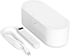 D-Line Cable Management Box with 6 AC Outlet 6ft Power Strip, Hide Extension Cords and Excess Wire Clutter, 16.5in (L) x 4.5in (H) x 5in (W) - Large, White