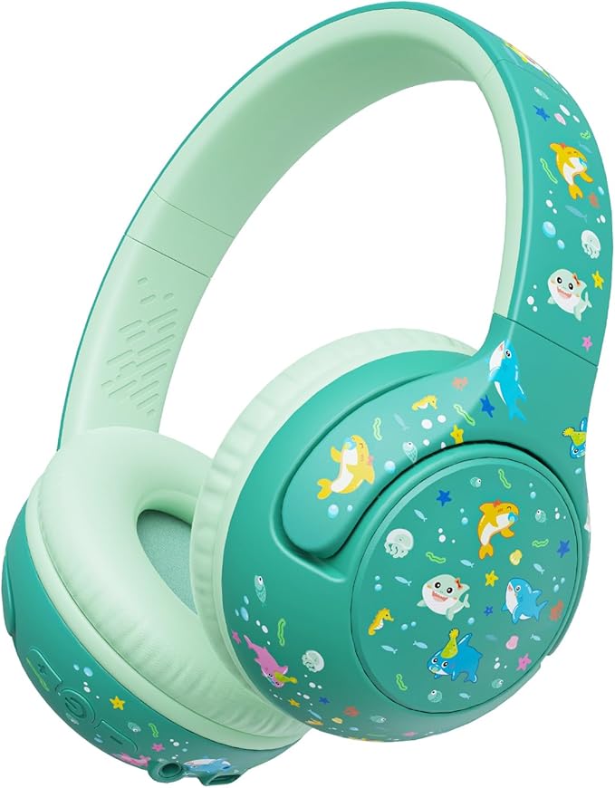 iClever BTH27 Toddler Headphones for 2+ Year Old-CPC Certified, 75/80dBA Safe Volume Limited, 74H Playtime, Bluetooth 5.4, BPA Free, Kids Bluetooth Headphones Aux Cord for Travel iPad, Green