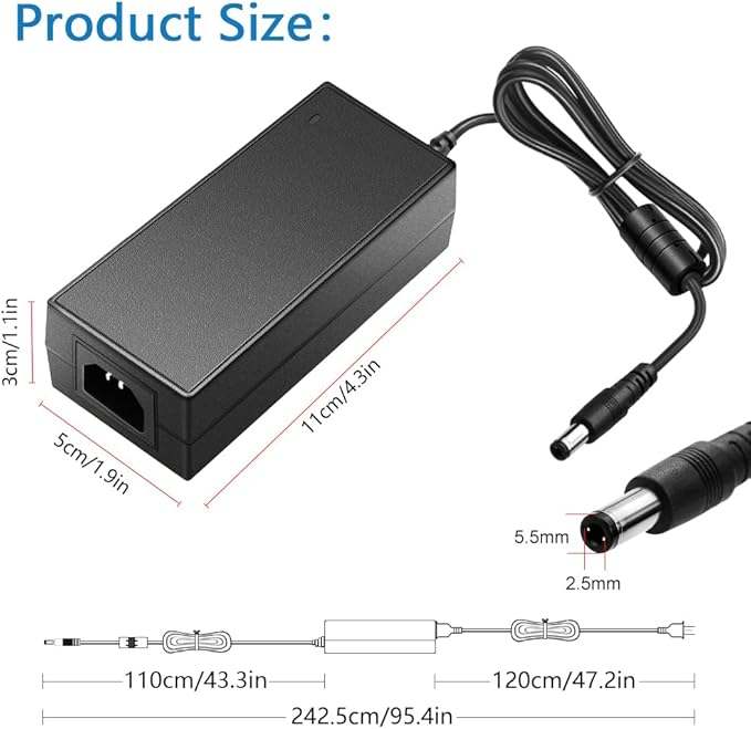SHNITPWR 12V DC Power Supply 5A 60W AC/DC Adapter 100~240V AC to DC 12 Volt 5 Amp 4.7A 4.5A 4A 3.5A 3A Converter Transformer LED Driver 5.5x2.5mm for 12 Vdc LED Lights CCTV Camera LCD Monitor, 6-Pack