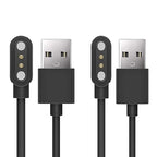 Compatible with Letsfit EW1 Charger, Magnetic USB Charging Cable Replacement Charger Cable Compatible with Letsfit EW1 / ID207 Smartwatch /TOZO S2 / AOKESI 1.69'' Smart Watch (2 pack-Black+Black)