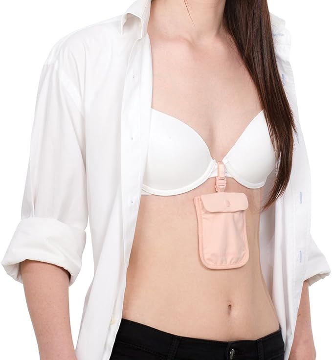 Pacsafe Coversafe S25 Hidden Undercover Travel Bra Pouch for Women (Washable) - Stash up to 6 Credit Cards plus Money and Key with Adjustable, Elastic Strap; Suitable for all Bra Sizes (Orchid Pink)