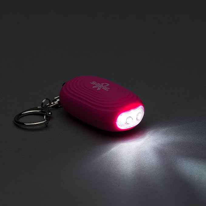 SABRE 2-in-1 Personal Alarm with LED Light, 130dB Personal Safety Siren, Snap Hook for Instant Access, 1,250 Foot (381 Meters) Range, Compact Design for Easy Attachment to Purse, Bag, or Keys