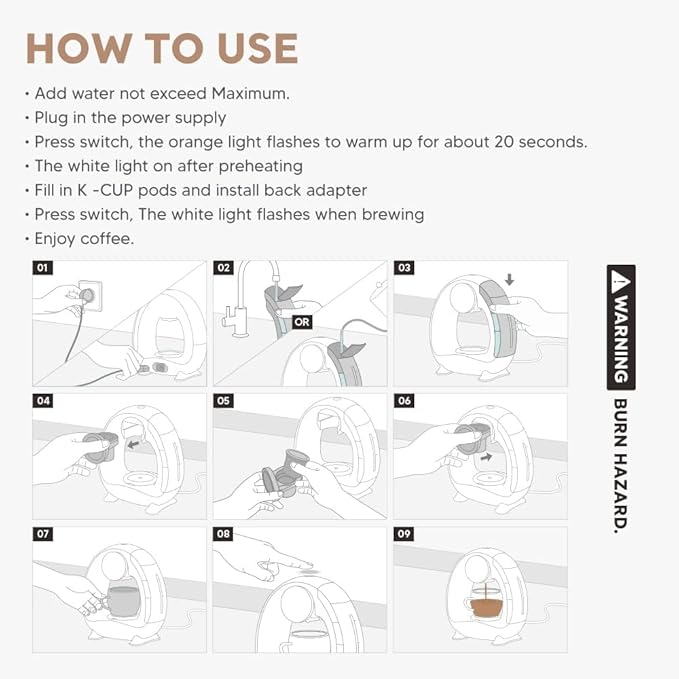 Pod and Grounds Single-Serve Coffee Maker, 2 in 1 One Cup Coffee Machine Compatible with K-Cup Pod & Coffee Grounds/Tea, Compact Design, 4-8oz, Grey