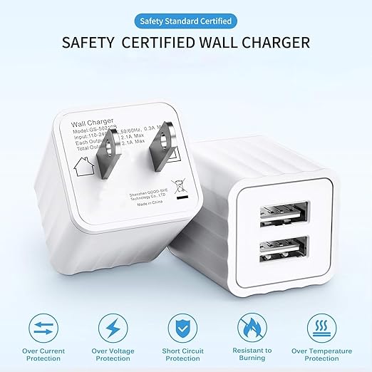 iPhone Charger,[Apple MFi Certified] Fast iPhone Charger 2PACK 6FT Lightning Cable Cord Fast Charging Dual 2 Port Plug USB Wall Charger Compatible with iPhone 14 13 12 11 Pro Max XS XR X 8 Plus 7 iPad