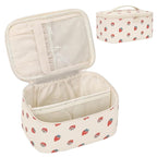 OCHEAL Makeup Bag,Travel Makeup Organizer Bag, Large Capacity Cosmetic Bags For Women Large Travel Toiletry Bag Girls Traveling With Brush Slot And Divider-PU Strawberry
