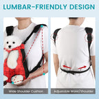 Dog Backpack Carrier, Front Pocket for Essentials, Legs Out Carrying Sling Travel Bag for Small Medium Dogs 2.5-4 Lbs, Soft Wearable Puppy Chest Carry Backpacks for Walking/Hiking/Camping/Traveling