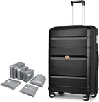 Somago 28 Inch Luggage With Spinner Wheels Hard Shell Polypropylene Suitcase with TSA Lock and YKK Zipper,Classic Black