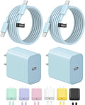 10FT iPhone 17 16 15 Charger Fast Charging USB C Charger Block Type C Chagrer Fast Charging 2-Pack for iPhone 17/17 Plus/17 Pro/17 Pro Max/iPhone 16/16 Plus/16 Pro/16 Pro Max/15/15 Pro Max(Blue)