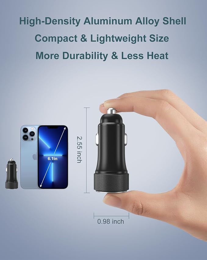 USB C Car Charger 3Pack, OKRAY 36W Fast Charging PD3.0+QC3.0 Dual Port Car Phone Charger Type C+USB A 12v Cigarette Lighter Adapter for iPhone 17 16 15 14 13 12 Pro, Samsung Galaxy S25 S24 A55 A16 A15