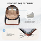 LOVEVOOK Laptop Backpack for Women with Giant Tumbler Holder Pocket,15.6 Inch Puffer Travel College Work Backpack Purse for Teacher Nurse,Waterproof Laptop Bag Computer Back Pack Daypack,White-Khaki