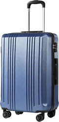 Coolife Luggage PC+ABS Expandable Hardshell Suitcase with TSA Lock, Spinner Checked Lightweight (ice blue, L(28IN))