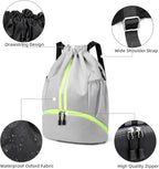 Valleycomfy Sports Drawstring Backpack - Water Resistant String Bag with Side Mesh Pockets Shoe Compartment Gym Backpack for Women & Men Grey