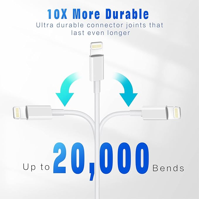 iPhone Charger 5Pack 6FT MFi Certified Lightning Cable Fast Charging Cords Apple Charger Compatible with iPhone 14 13 12 11 XS XR X Pro Max Mini 8 7 6S 6 Plus 5S SE iPad iPod AirPods
