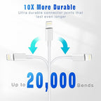 iPhone Charger(3/3/6/6/10FT) 5Pack MFi Certified Lightning Cable Fast Charging Cords Apple Charger Compatible with iPhone 14 13 12 11 XS XR X Pro Max Mini 8 7 6S 6 Plus 5S SE AirPods