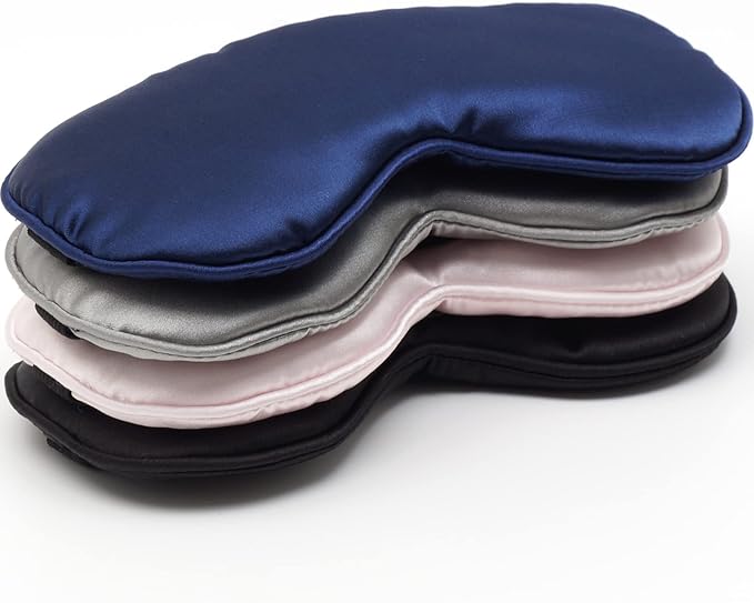LERSVICVIL 4 Pack Eye Mask for Sleeping Silky Soft Satin Blindfold Adjustable Strap Night Eye Cover for Women Men