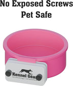 Dog Crate Water Bowl No Spill, 20oz Food-Grade Polypropylene Feeder, Secure Crate Mount with Covered Parts, Travel-Ready & Easy to Clean (Pink)