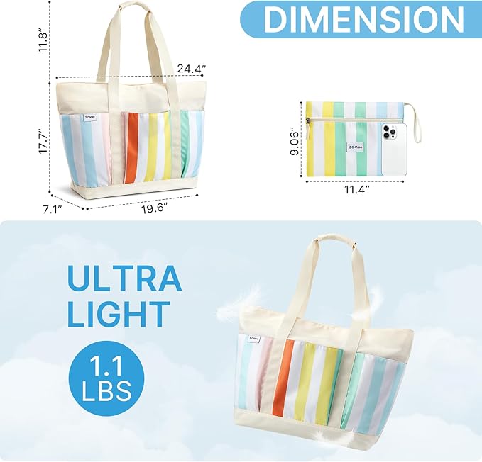G4Free Beach Bag,Waterproof Beach Tote Pool Bags for Women,Compatible with Cup,Foldable for Weekender Travel