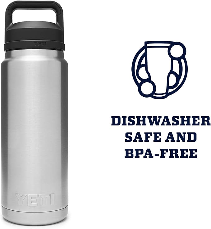 YETI Rambler 26 oz Bottle, Vacuum Insulated, Stainless Steel with Chug Cap, Stainless