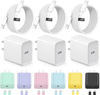 iPhone 17 16 15 Charger Fast Charging 3+3Pack Type C Charger USB C Chargers Block with 10FT Cable for iPhone Air/17/17 Plus/17 Pro/17 Pro Max/16/16 Plus/16 Pro/16 Pro Max/15/15 Pro Max/iPad Pro(White)