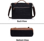 Laptop Messenger Bag 15.6" for Men Waxed Canvas Vintage Leather Business Briefcase Shoulder Bags Waterproof