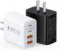 [2-Pack] 40W USB C Charger Block, 4-Port Type C Fast Charging Brick Dual PD&QC Wall Plug Adapter Power Brick for iPhone 13/14/15/16/17/Pro Max/Plus/iPad/Airpods/iwatch/Samsung Galaxy
