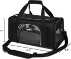 Wakytu TSA Approved Pet Carrier for Small Medium Cats and Dogs | Dog Carrier with Adequate Ventilation | 4 Mesh Windows, 3 Entrance, Locking Safety Zippers, Padded Shoulder Strap, Black