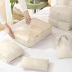 KPX 8 Set Packing Cubes for Travel, Luggage Packing Organizers Accessories Large Toiletries Bag for Clothes Shoes Cosmetics (Beige)