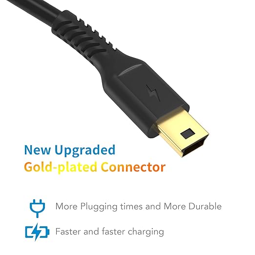 6FT Mini USB Cable, Standard USB 2.0 Type A Male to Mini B Male Charger Cord Compatible with PS3 Controller, MP3 Player, Camera, Dash Cam, Garmin GPS, Hero 4/3+
