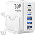 Charging Station for iPhone 17, 165W GaN 6-Port USB C Fast Charger Block, 3 Type-C Each 40W Desktop Charging Hub for Multiple Devices, 5ft Cord - Ideal for Home Office Travel White