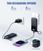 LOVELEDI Portable-Charger-Power-Bank - 15000mAh Power Bank Supports PD 30W Fast Charging Built-in AC Wall Plug and 2 Output Cables with LED Display for iPhone iPad and Most Electronic Devices(Black)